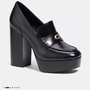 COACH llyse leather platform block heel